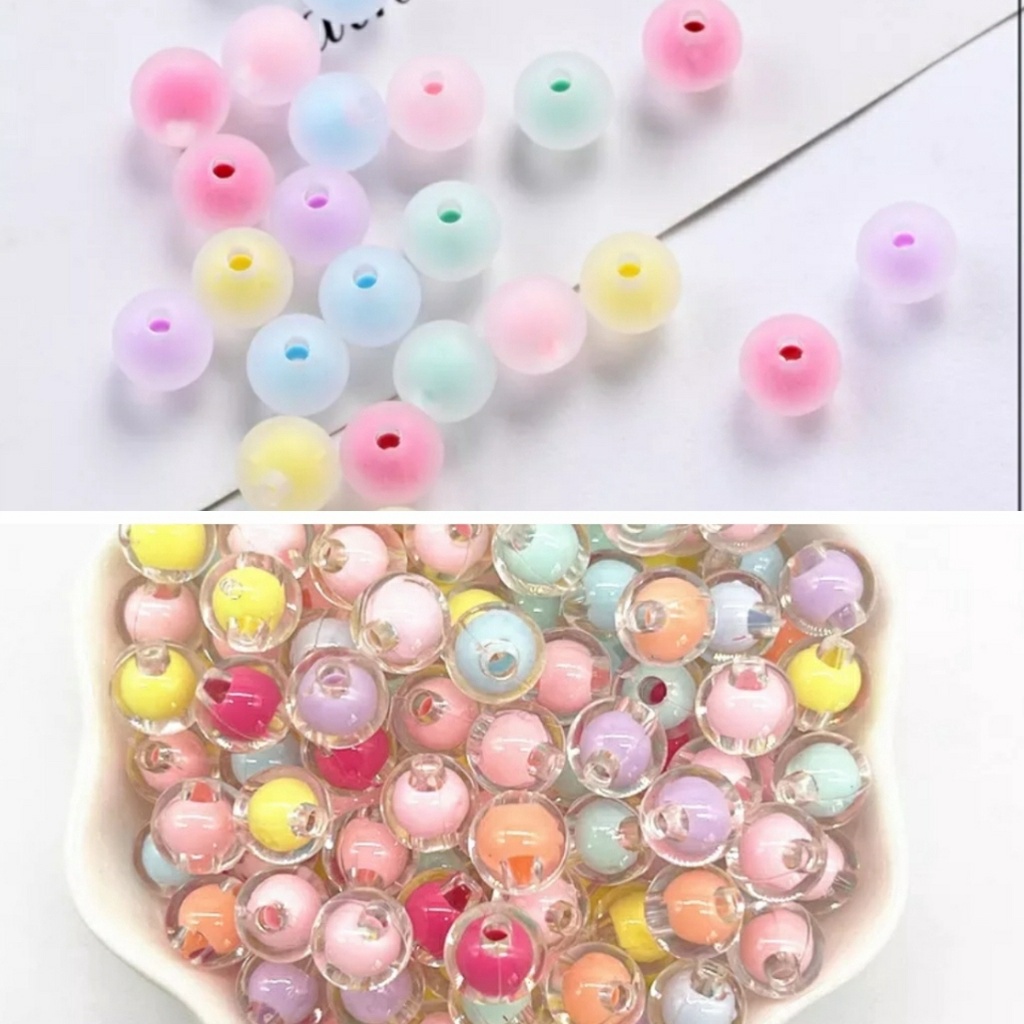 ISI 50PCS MANIK MOTE AKRILIK PASTEL ISI 8MM BAHAN KERAJINAN TANGAN DIY CANTIK BERKUALITAS