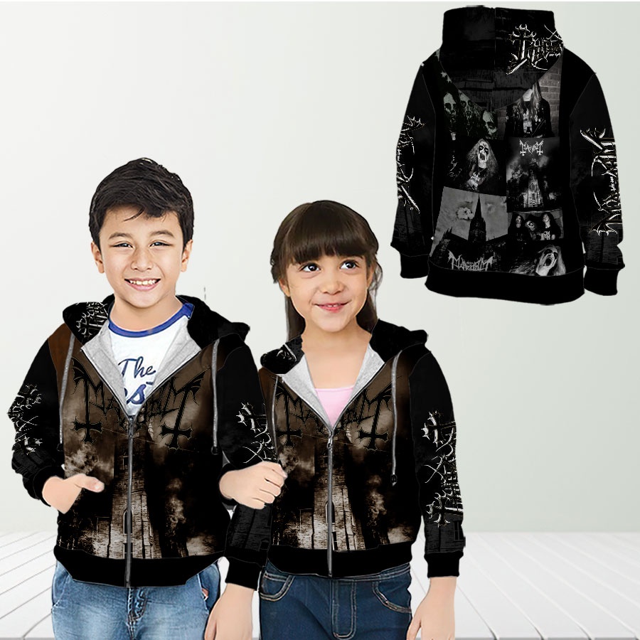 Jaket Hoodie Anak Mayhem Black Metal Band Custom Fullprint ART 2