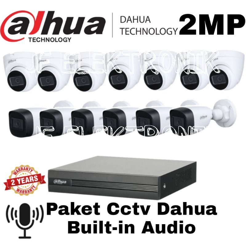 Paket Cctv Dahua 16 Channel 13 Kamera 2mp Built-in Audio Komplit Tinggal Pasang