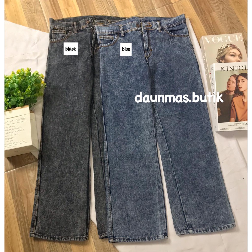 1KG MUAT 2PCS | HIGHWAIST KULOT JEANS WANITA LOOSE OOTD FASHION HITS SELEBGRAM