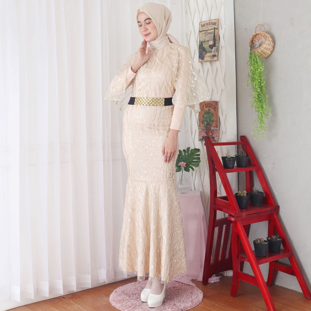 Kathryn collection #205, GAMIS DUYUNG SCUBA KOMBINASI TILE GLITER MUTIARA IMPORT PREMIUM