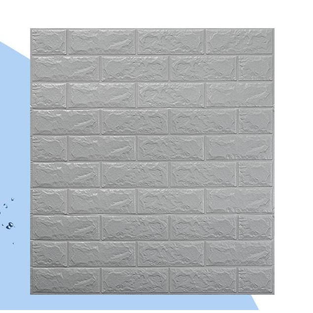 Wallpaper Tembok Dinding 3D Model Batu Bata Putih/Walpaper Tembok Dinding Untuk Mempercantik Ruangan-Silver