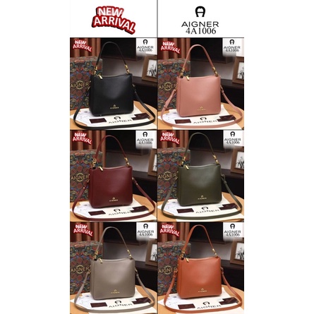 TAS AIGNER Milano Women’s Roma Hobo Shoulder Bag Grained Cow Hide Metal part Shiny Light ( 4A1006 )