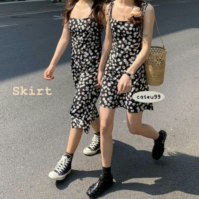 crash landing on you son ye jin Yoon se ri floral dress print Daisy// midi dress Korean drama Kawaii elegan elegant bunga tali spageti strap spaghetti MIDI mini dress