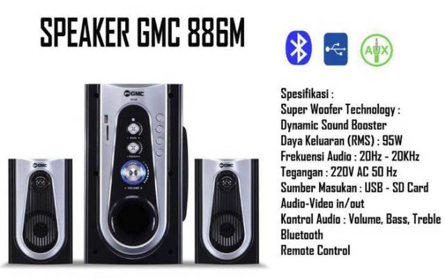 Salon Musik GMC 886M Speaker Bluetooth power Original GMC
