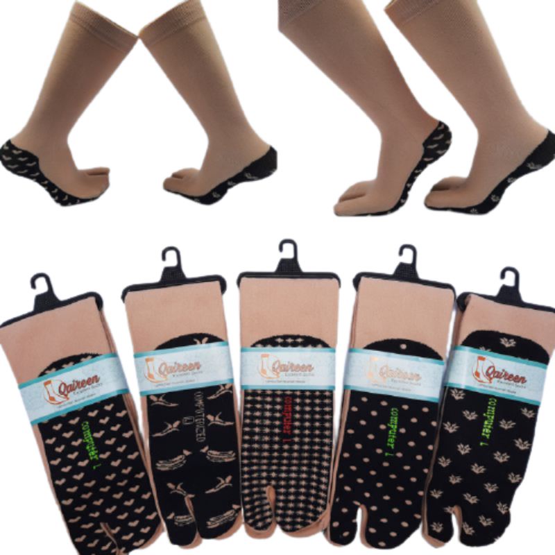 1pasang Kaos kaki jempol,KREMtlapak,hitam,MOTIF,kaos kaki muslim,syar'i