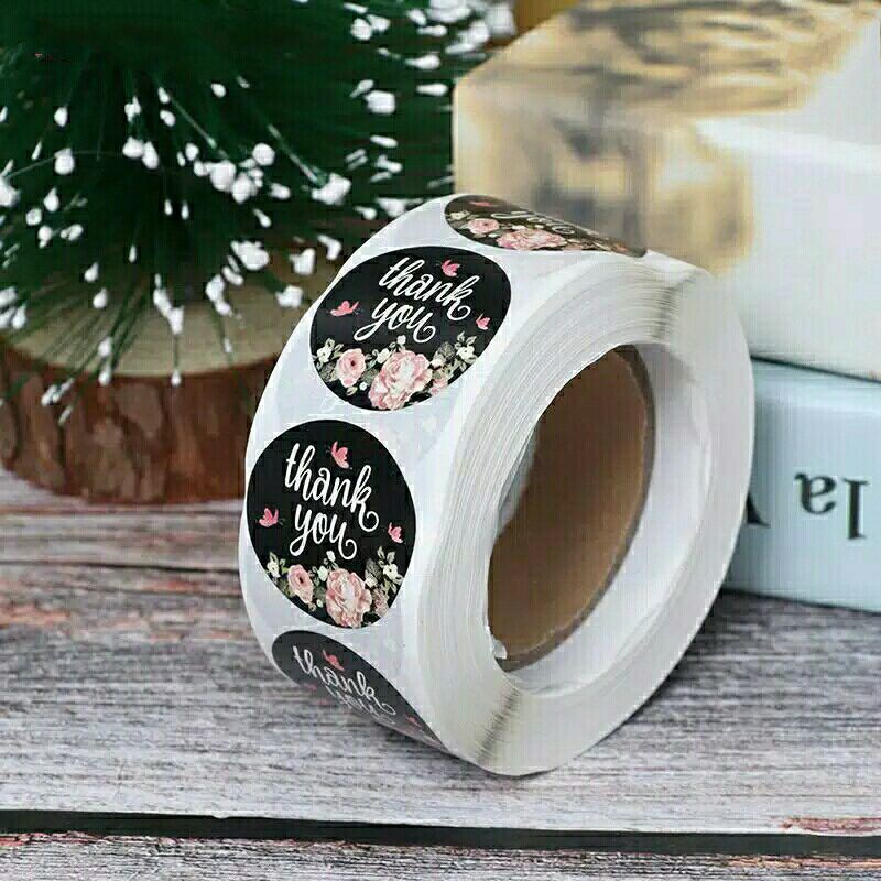 

stiker Ucapan Terima Kasih Sticker Thank You Hitam Bunga Murah