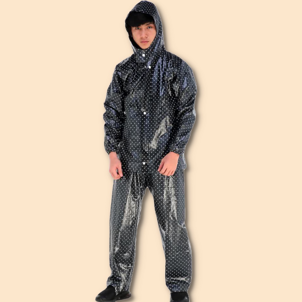 Jas Hujan Setelan Pria Wanita Dewasa Polkadot Stelan Plevia Premium Ke73