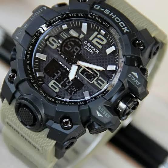 WATER RESIST JAM TANGAN PRIA CASIO G-SHOCK GSHOCK FREE BOX BATERAI ANTI AIR RUBBER DIGITAL DUAL-TIME GWG-1000 /C3/C4-TALI CREAM