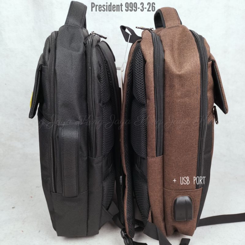 2in1 Ransel Laptop Jinjing President 999 17 Inch USB Tas Kerja Briefcase Pria Wanita