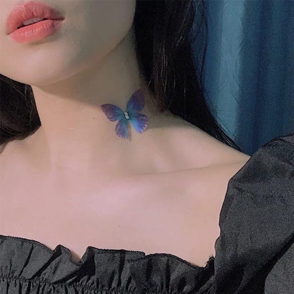 Rantai Klavikula Kalung Kupu Kupu Korea Choker