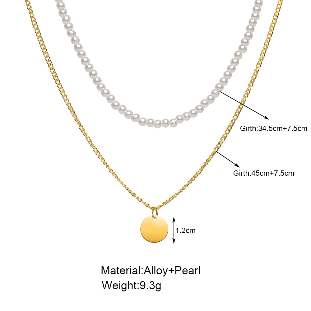 IFYOU Fashion Retro Doublelayer Gold Necklace Pearl Chain Pendant Necklace Women Jewelry Accessories