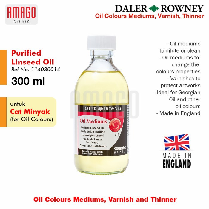DALER-ROWNEY - Purified Linseed Oil 300 ml - 114030014