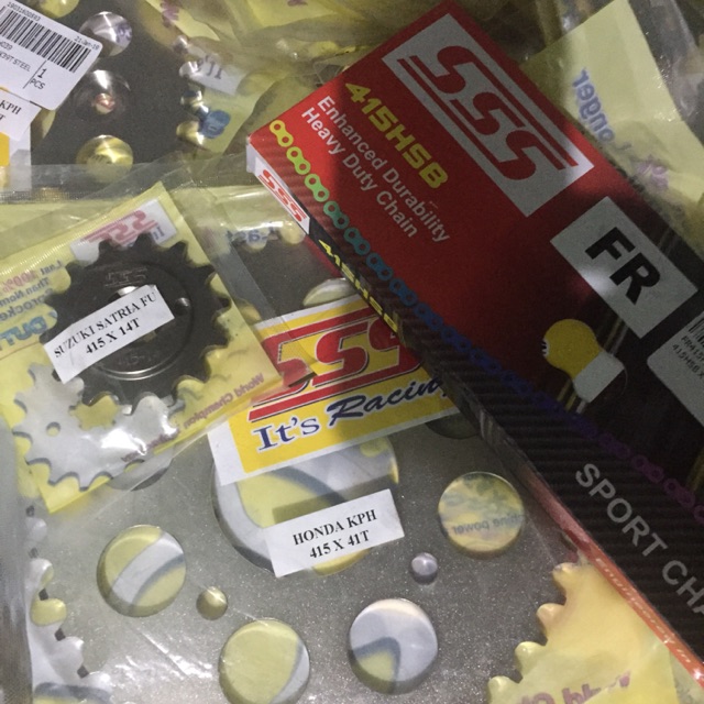 Gear SSS Set 415 : SATRIA F150 FACELIFT : Size 13T~15T + 41T~45T + SSS HSB 120L Neon Color