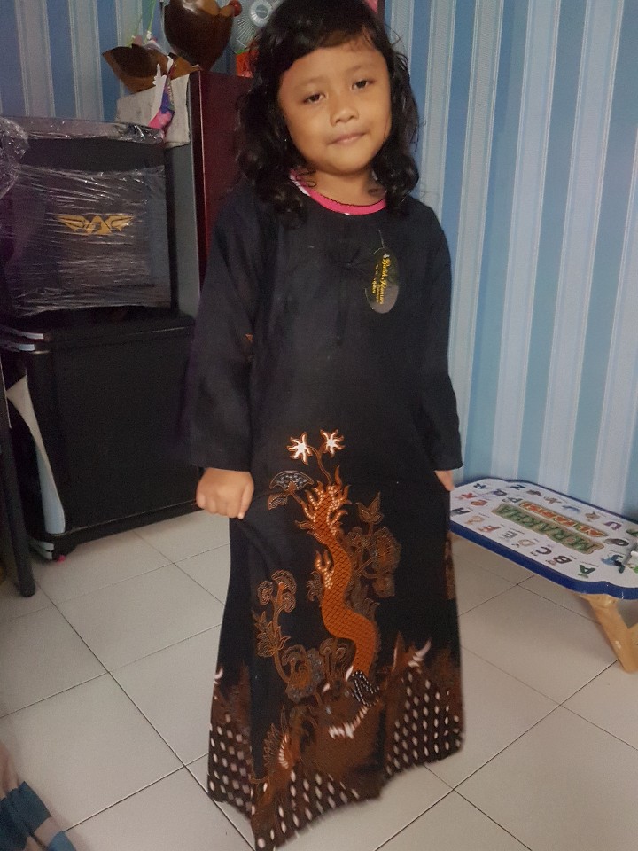 Baju Batik Gamis Anak Cewek Seragam Batik Anak Cewek Wa08 Terbaru
