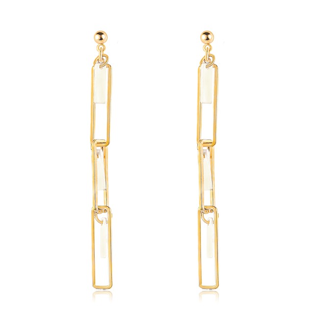 LRC Anting Tusuk Fashion Real Gold Alloy Shell Geometric Earrings F79758