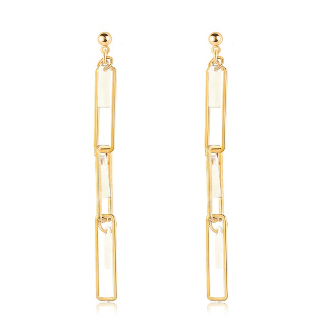 LRC Anting Tusuk Fashion Real Gold Alloy Shell Geometric Earrings F79758