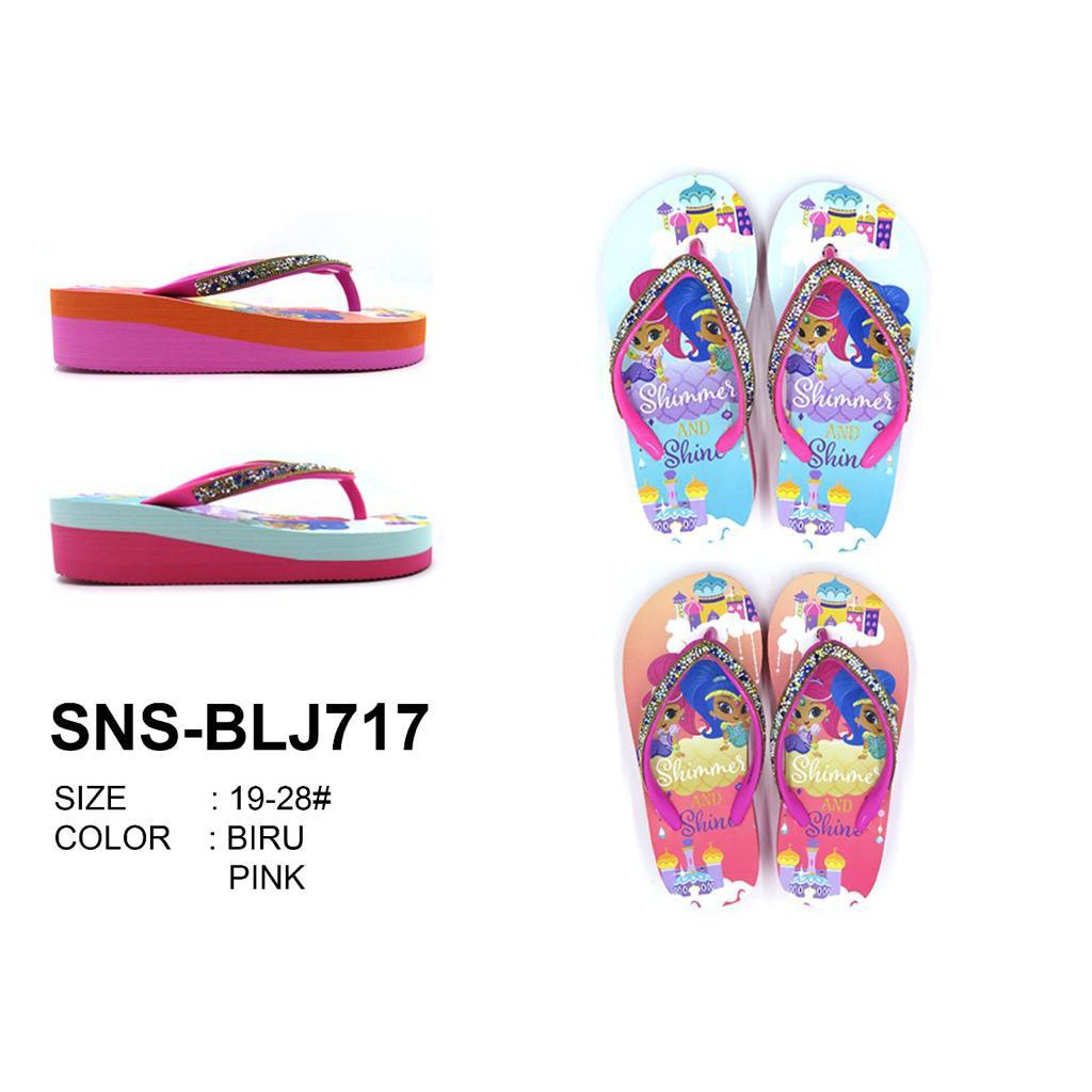 SANDAL BIRU GLITTER WEDGES / SANDAL ANAK  / SANDAL