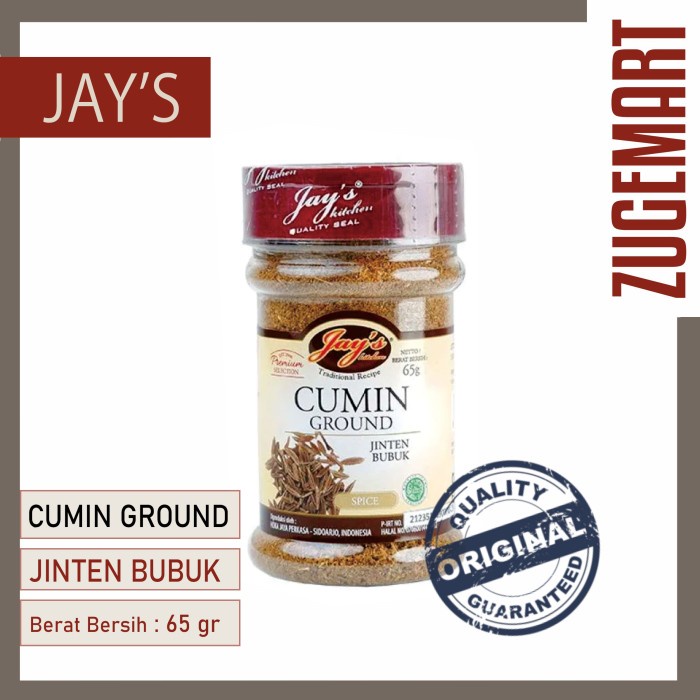 

Jays Cumin Ground / Jinten Jubuk / Jays Jinten bubuk 65gr