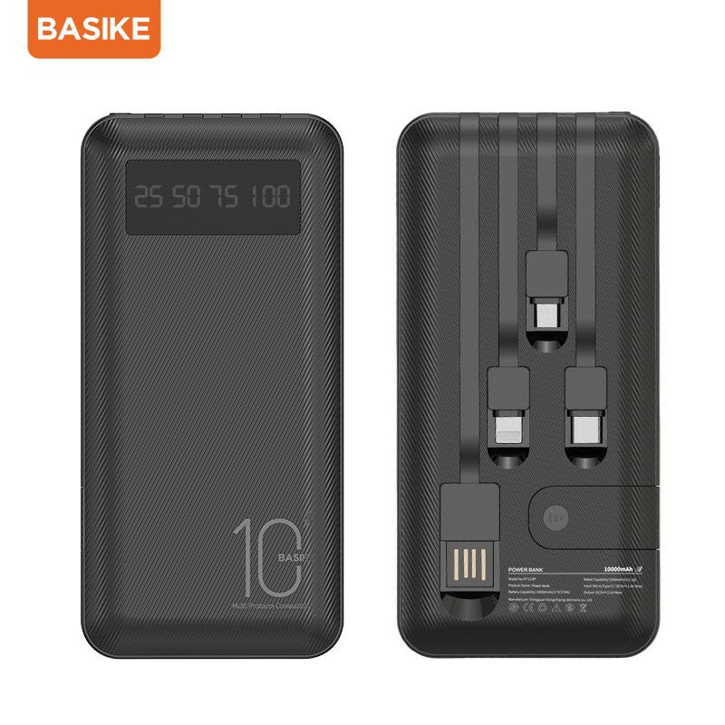 Powerbank Fast Charging Mini Powerbank Murah LCD 10000mah with Kabel Data Iphone Type C Basike