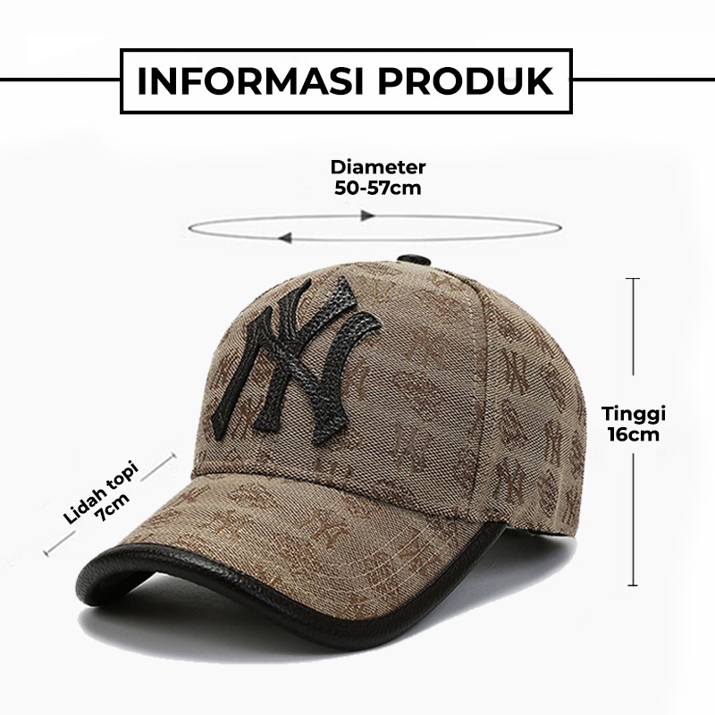 Topi Pria Wanita Baseball NY Batik Visor Kulit Fashion Korean Style BSAO