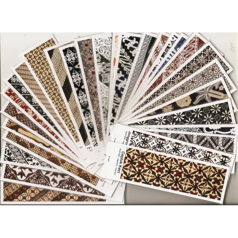 

30 LEMBAR SELIPAN BUKU BATIK / BATIK BOOKMARK DENGAN 30 MOTIF BATIK YANG BERBEDA