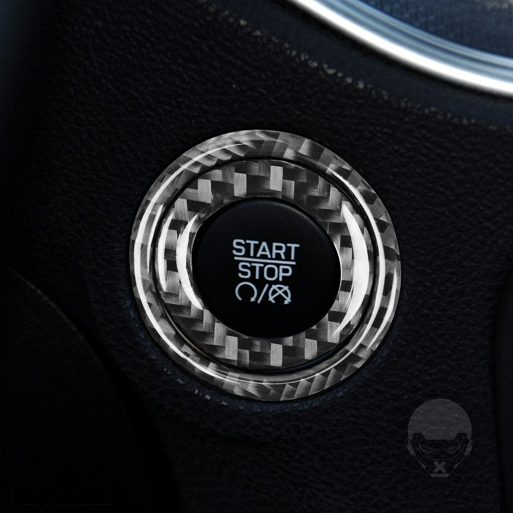 Smodel 2 Pcs Sticker Dekorasi Tombol Start Stop Starter Mobil Bentuk Cincin Bahan Serat Karbon Untuk Dodge Challenger 2015