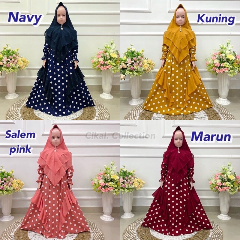 SET GAMIS ANAK SHAKILA POLKADOT MIX CERUTY