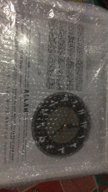 Hiasan Jam Dinding Lukisan Kaligrafi Ayat Kursi Classic Black White Uk 30x40