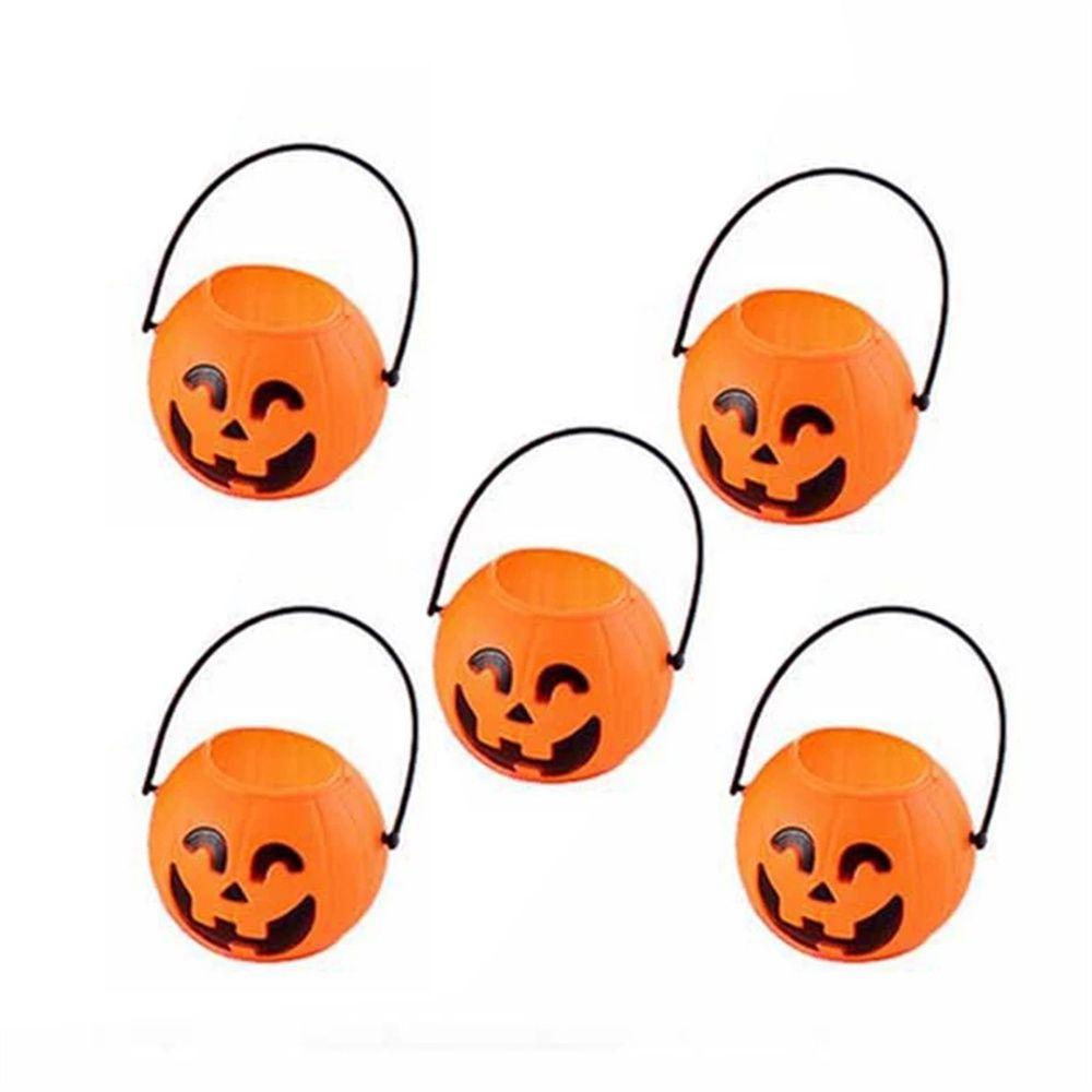 R-flower Pumpkin Bucket Plastik Hadiah Halloween Trick Sweet Holder