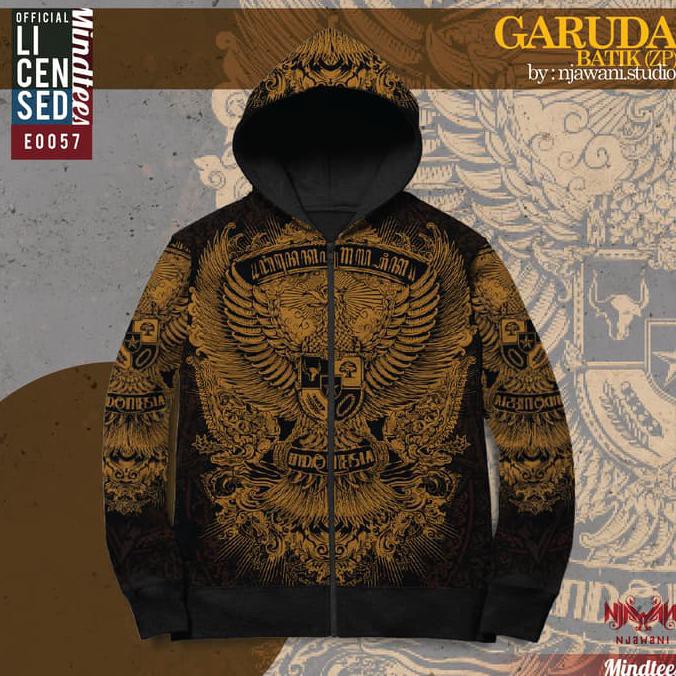 Jaket Hoodie Zipper Mindtees Garuda Batik By Njawani Studio E0057