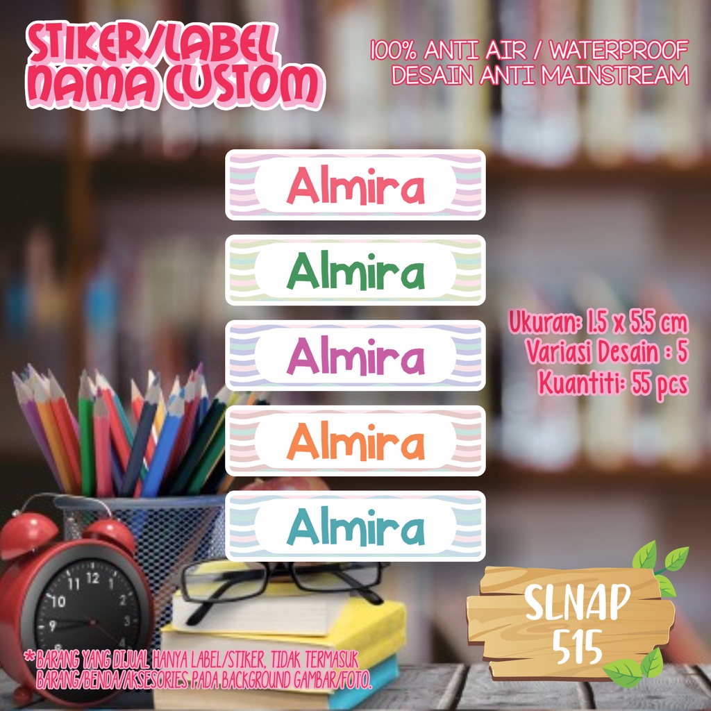 

sticker label nama waterproof kartun anak perempuan SLNAP 515