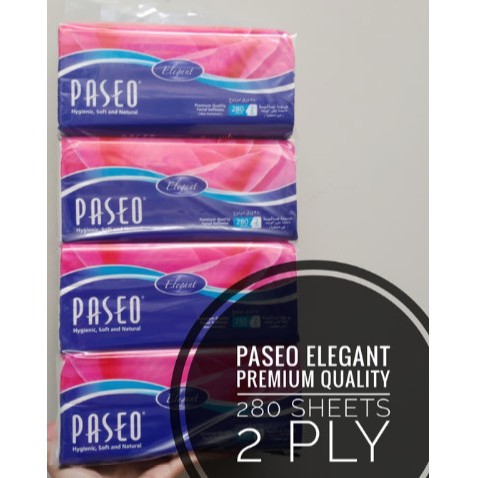 TISSUE PASEO 280 SHEET 4 PCS 1 BUNDLE PASEO ELEGANT PREMIUM QUALITY FACIAL