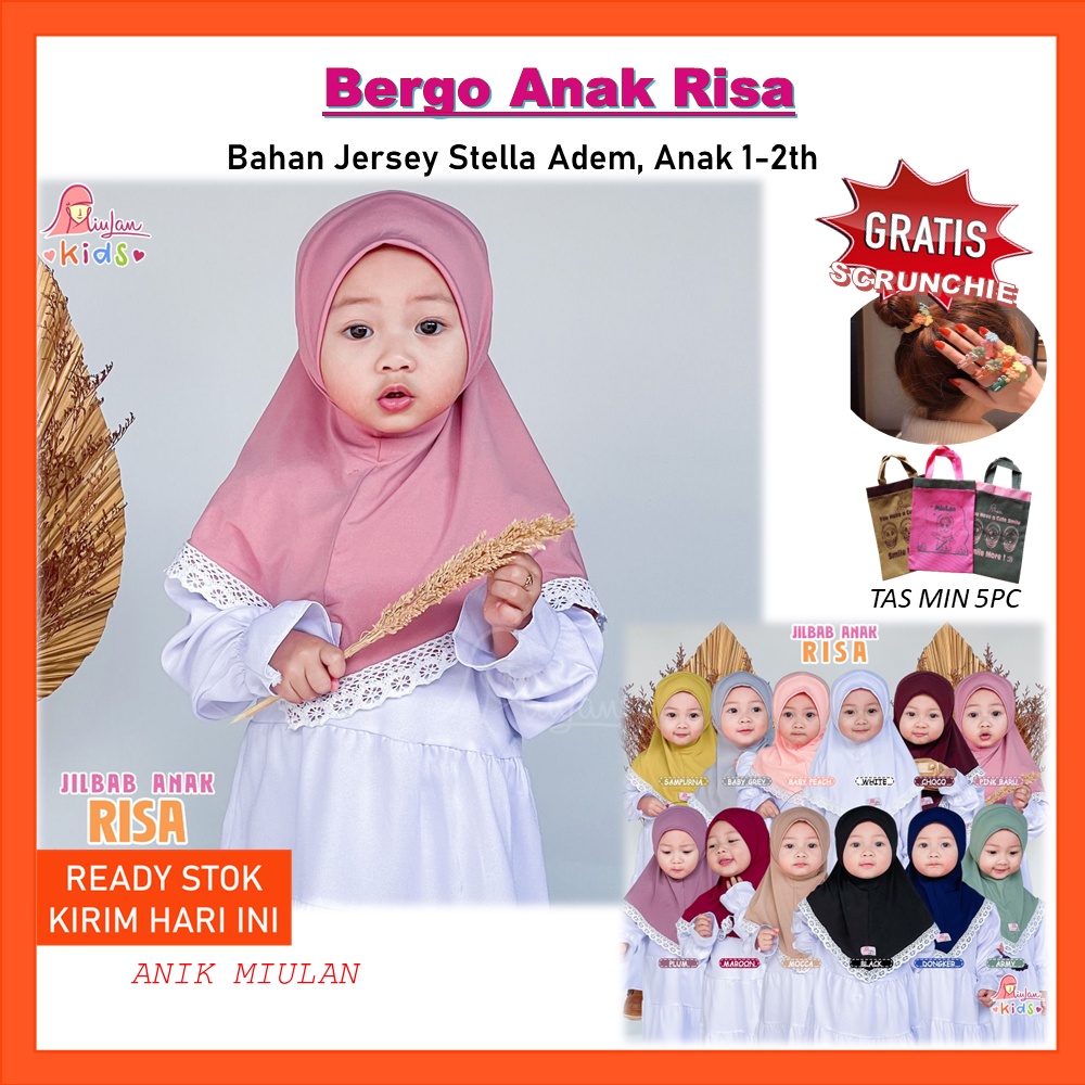 JILBAB ANAK RISA MIULAN - KERUDUNG ANAK 1-2TAHUN - LUCU JERSEY ADEM
