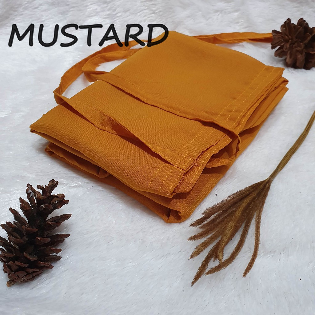 Khimar KAYLA Dua Layer Jumbo Nonped / Fine Katun Hijab Syari-mustard