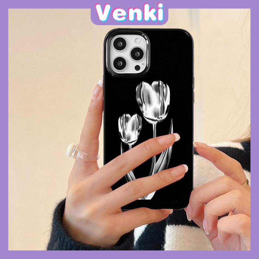 iPhone Case Silicone Soft Case Black TPU Glossy Big Hole Camera Protection Shockproof Rose Flower For iPhone 13 Pro Max iPhone 12 Pro Max iPhone 11 Pro Max iPhone 7Plus iPhone x xr