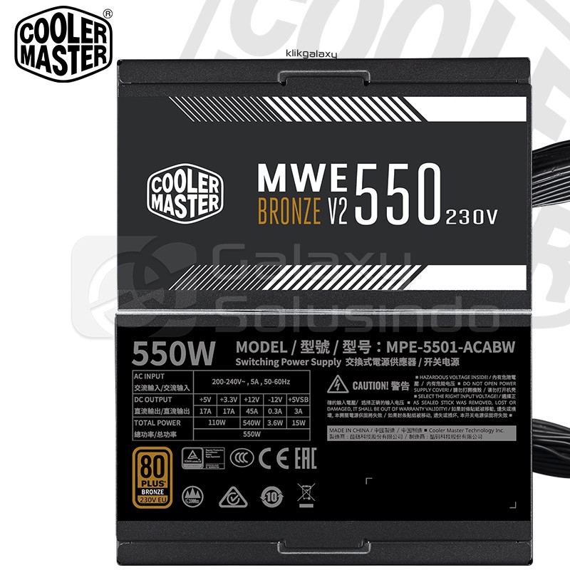 Cooler Master MWE 550 550Watt Bronze V2 230V 80+ Flat Cable Power Supply