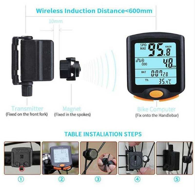 Speedometer Sepeda Wireless Digital LCD  Odometer LED Waterproof Anti Air Debu Gowes Malam Hujan