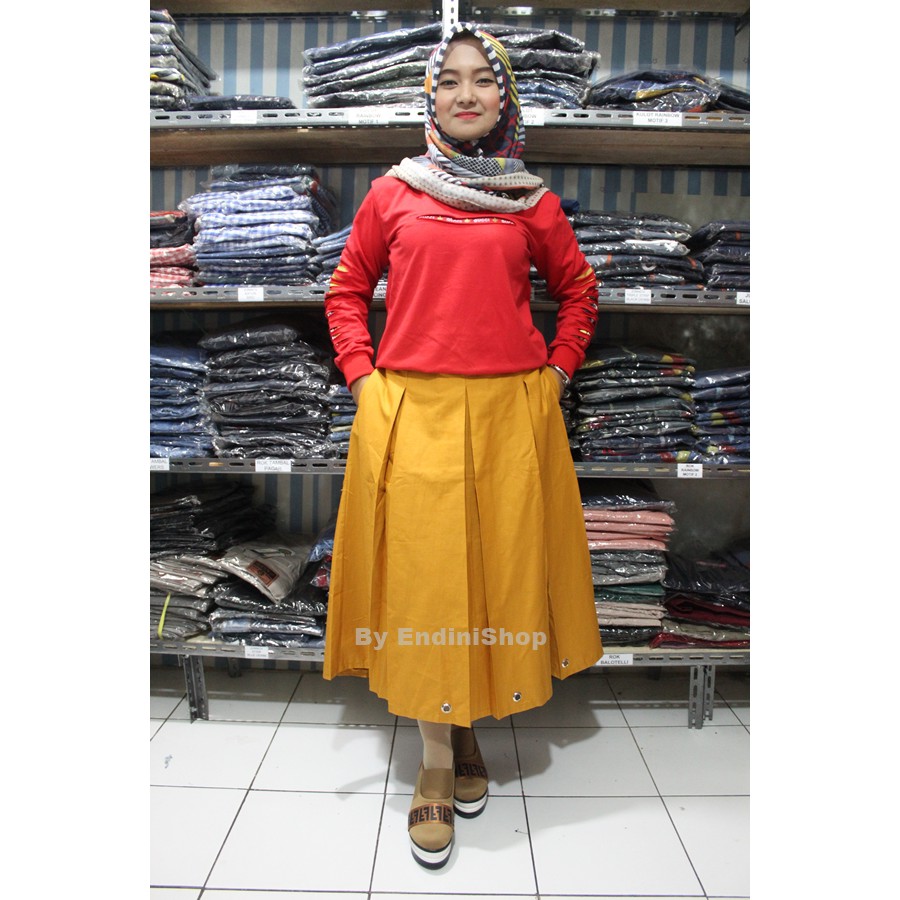Rok Wanita Panjang 7/8 Bot Ring Numia Namira Maxi Skirt Modis Pakaian Wanita-Kuning