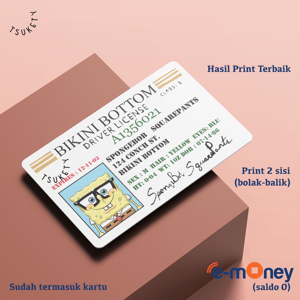 kartu emoney flazz spongebob patrick sim driver license bikini bottom