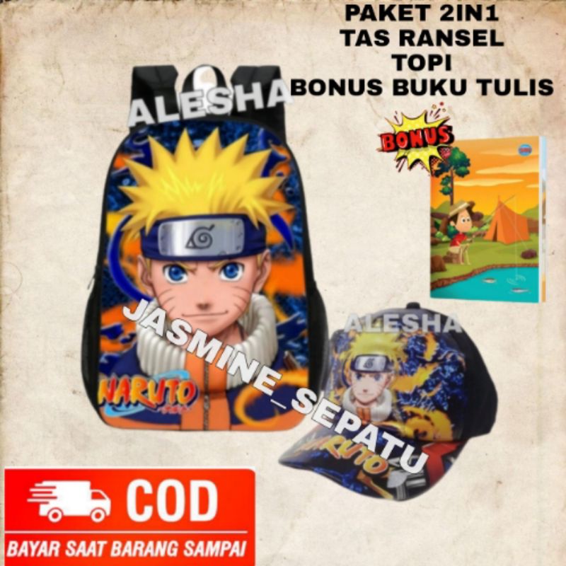 TAS NARUTO Tas Ransel Punggung Sekolah Anak Paud Playgroup TK SD Gambar Anime Naruto Boruto Cowok