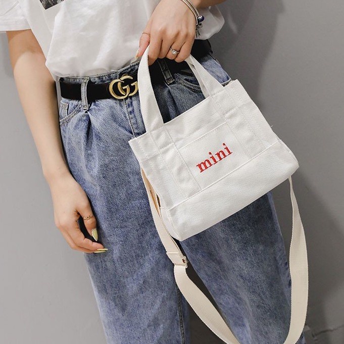 TM-82 tas mini selempang jinjing wanita canvas import korea jepang