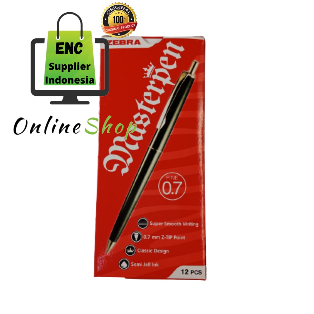 

zebra 1 buah pen masterpen 0.7mm bolpen cetrek 0.7 mm bolpoin hitam per pcs - enc.sup