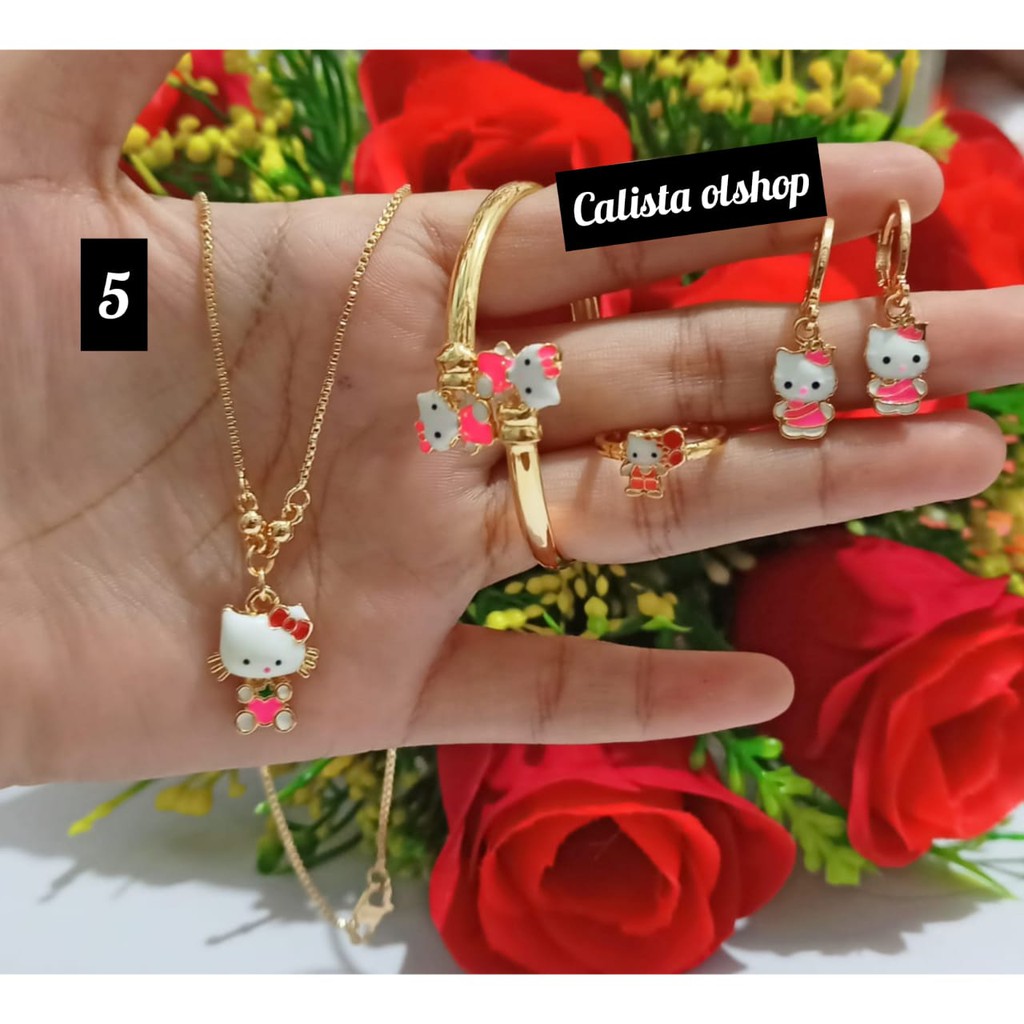 set anak banggel hello Kitty silver gold (COD)
