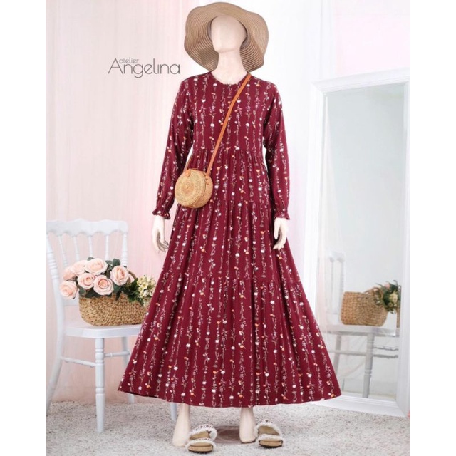 BELLA DRESS SHALLFLOWER MAROON ATELIER ANGELINA