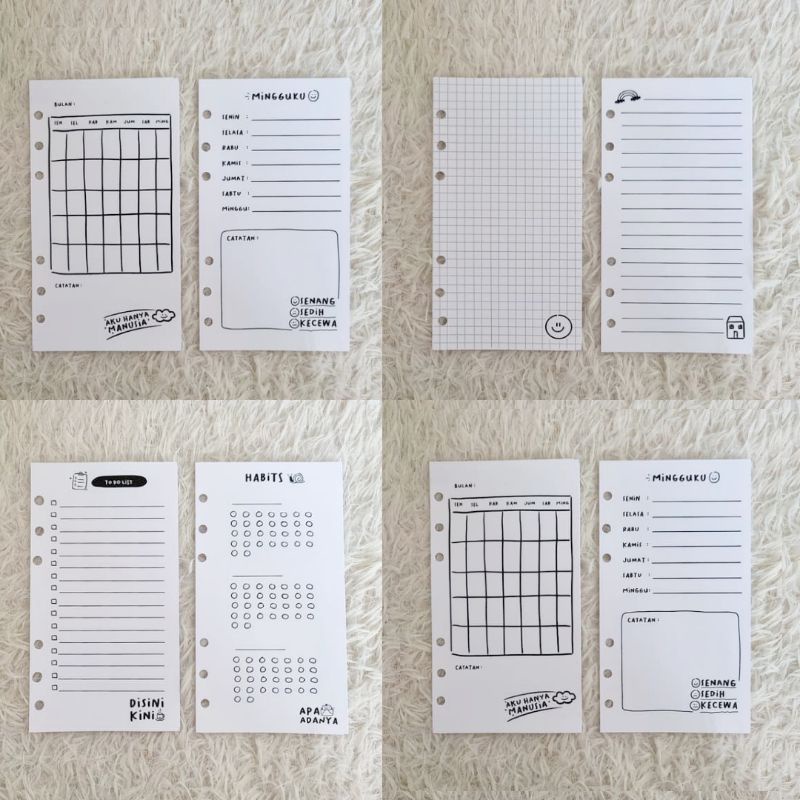 

RAHASIA Loose Leaf 6 Ring Binder Paper / Isi Binder A6
