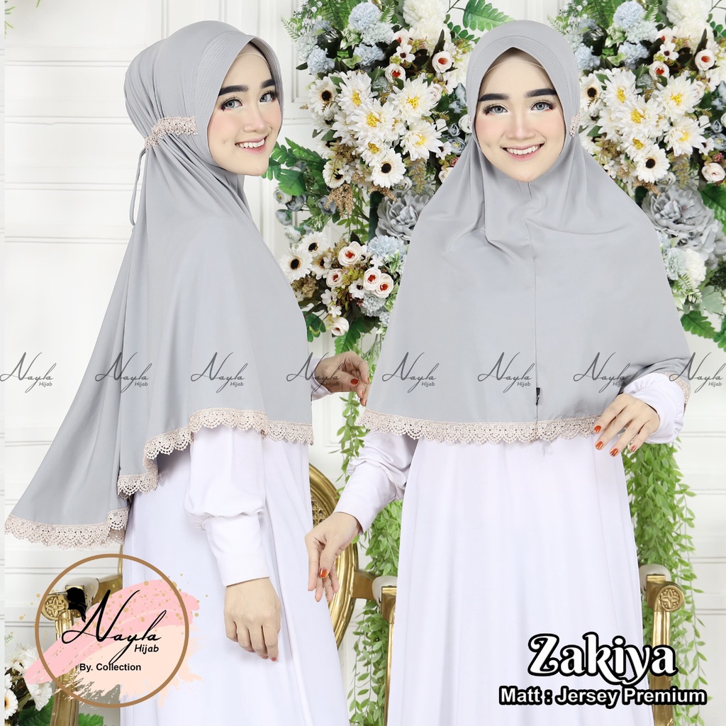 Jilbab Instan Jumbo Serut Zakiya Renda Import Kerudung Instan Jersey Super Premium Nayla Hija'b