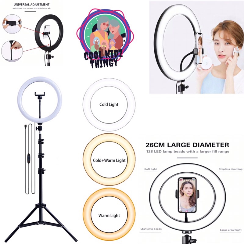 PAKET KOMPLIT Ringlight 26cm + Tripod 2,1 Meter Lampu Ringlight