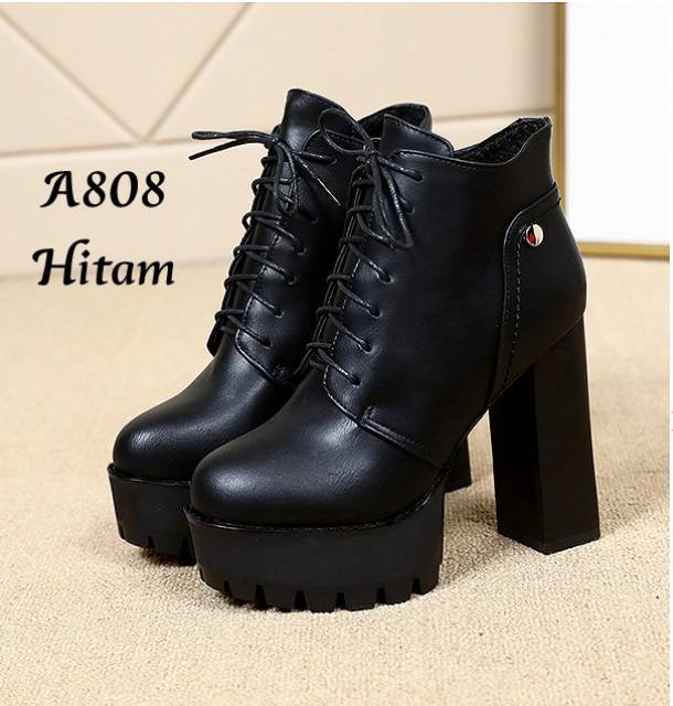 SEPATU BOOTS WANITA IMPOR HIGH BLOCK KOREA #A808