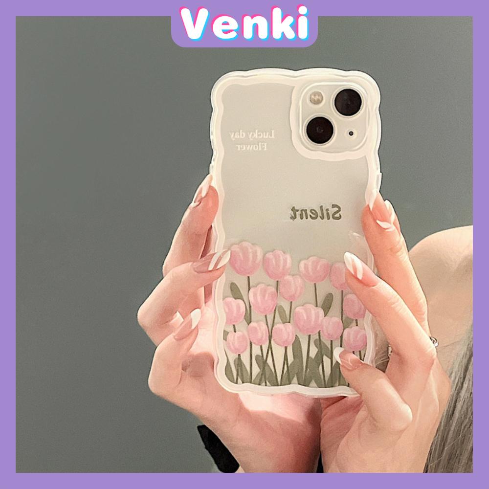 iPhone Case Silicone Soft Case Clear Case Wave Airbag Shockproof Camera Cover Protection Pink Flower Compatible For iPhone 11 iPhone 13 Pro Max iPhone 12 Pro Max iPhone 7 Plus xr